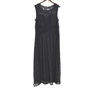 Candalite Women's Lace Maxi Dress Formal Gown  2X Black MOB MOG Timeless Elegant
